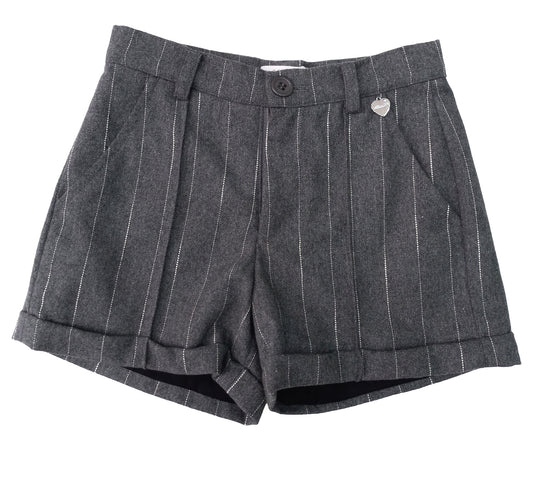 Pantaloncino gessato grigio di lana