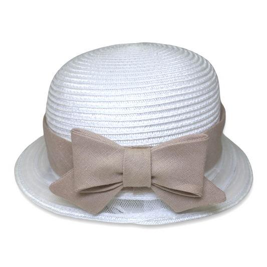 Cappello con fiocco beige