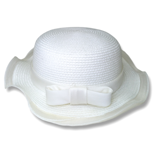 Cappello con fiocco bianco